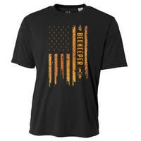 Beekeeping American Flag Honeycomb Honey Bees Beekeeper Cooling Performance Crew T-Shirt