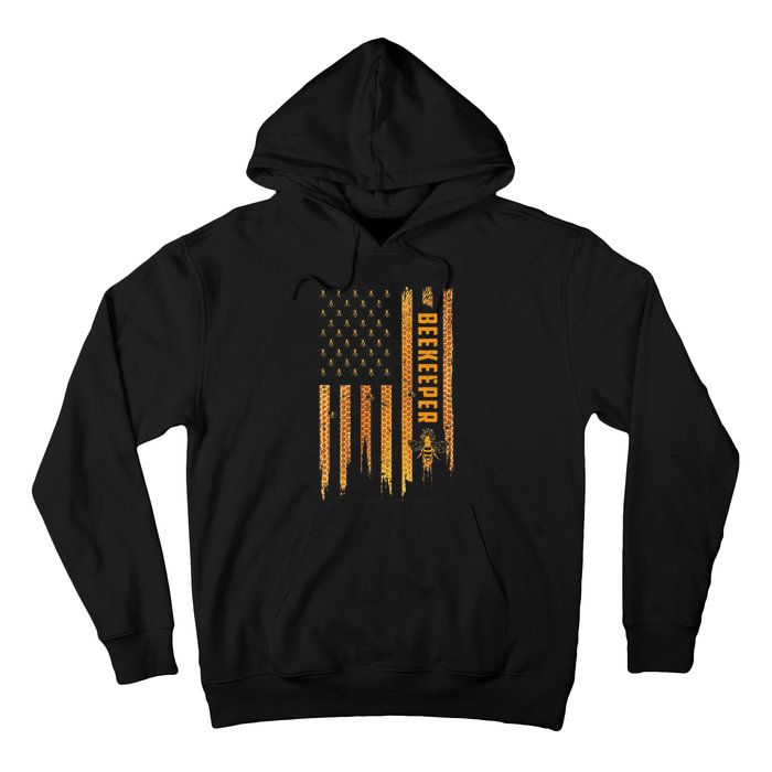 Beekeeping American Flag Honeycomb Honey Bees Beekeeper Hoodie