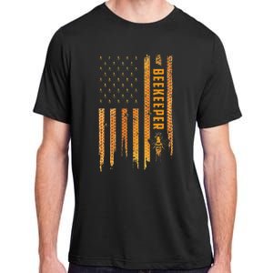 Beekeeping American Flag Honeycomb Honey Bees Beekeeper Adult ChromaSoft Performance T-Shirt