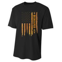 Beekeeping American Flag Honeycomb Honey Bees Beekeeper Performance Sprint T-Shirt