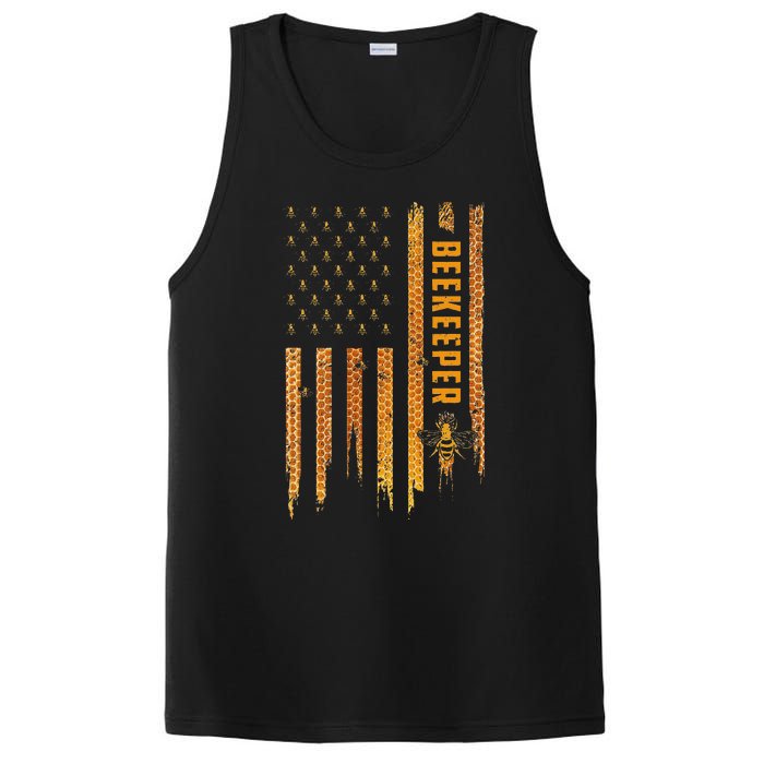 Beekeeping American Flag Honeycomb Honey Bees Beekeeper PosiCharge Competitor Tank