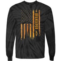 Beekeeping American Flag Honeycomb Honey Bees Beekeeper Tie-Dye Long Sleeve Shirt