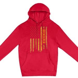 Beekeeping American Flag Honeycomb Honey Bees Beekeeper Premium Pullover Hoodie