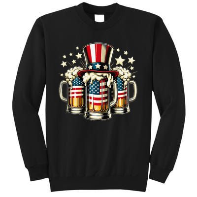 Beer American Flag Usa 4th Of July Party Drinking Gift Sweatshirt