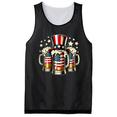 Beer American Flag Usa 4th Of July Party Drinking Gift Mesh Reversible Basketball Jersey Tank