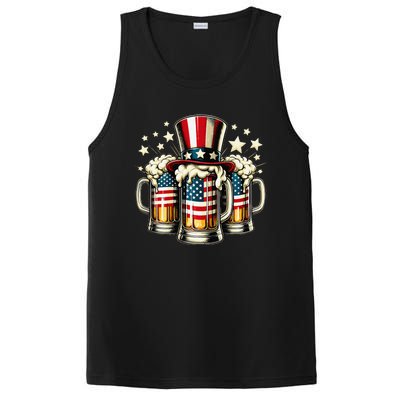 Beer American Flag Usa 4th Of July Party Drinking Gift PosiCharge Competitor Tank