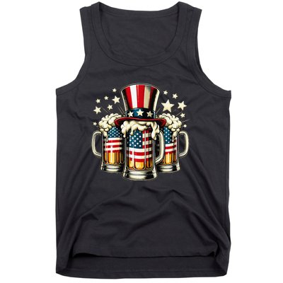 Beer American Flag Usa 4th Of July Party Drinking Gift Tank Top