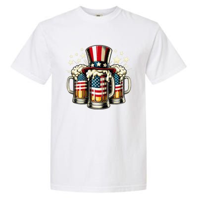 Beer American Flag Usa 4th Of July Party Drinking Gift Garment-Dyed Heavyweight T-Shirt