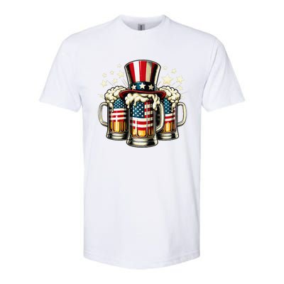 Beer American Flag Usa 4th Of July Party Drinking Gift Softstyle CVC T-Shirt