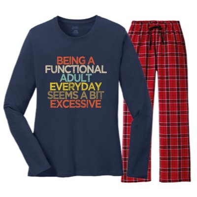 Being A Functional Adult Everyday Seems A Bit Excessive Women's Long Sleeve Flannel Pajama Set 