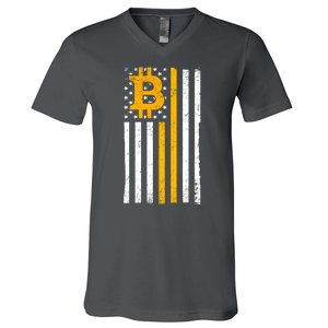 Bitcoin American Flag Crypto V-Neck T-Shirt