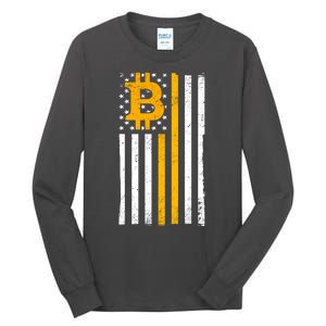 Bitcoin American Flag Crypto Tall Long Sleeve T-Shirt