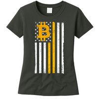 Bitcoin American Flag Crypto Womens T-Shirt