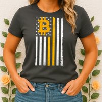 Bitcoin American Flag Crypto Womens T-Shirt
