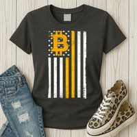 Bitcoin American Flag Crypto Womens T-Shirt