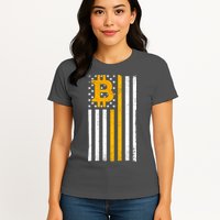 Bitcoin American Flag Crypto Womens T-Shirt
