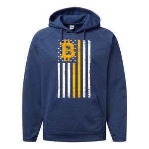 Bitcoin American Flag Crypto Performance Fleece Hoodie