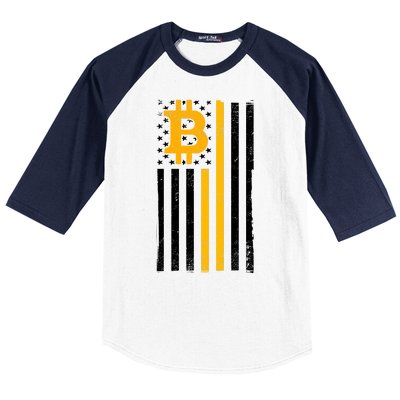 Bitcoin American Flag Crypto Baseball Sleeve Shirt