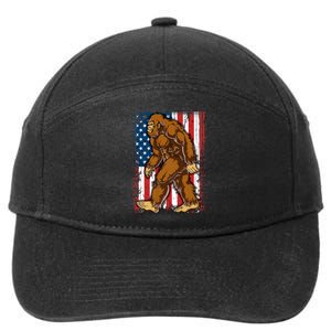 Bigfoot American Flag 4th Of July Sasquatch 7-Panel Snapback Hat