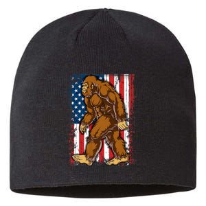 Bigfoot American Flag 4th Of July Sasquatch Sustainable Beanie