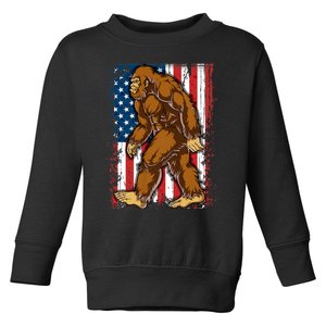 Bigfoot American Flag 4th Of July Sasquatch Toddler Sweatshirt