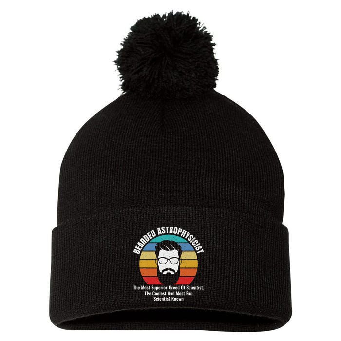 Bearded Astrophysicist Funny Astrophysics Definition Pom Pom 12in Knit Beanie
