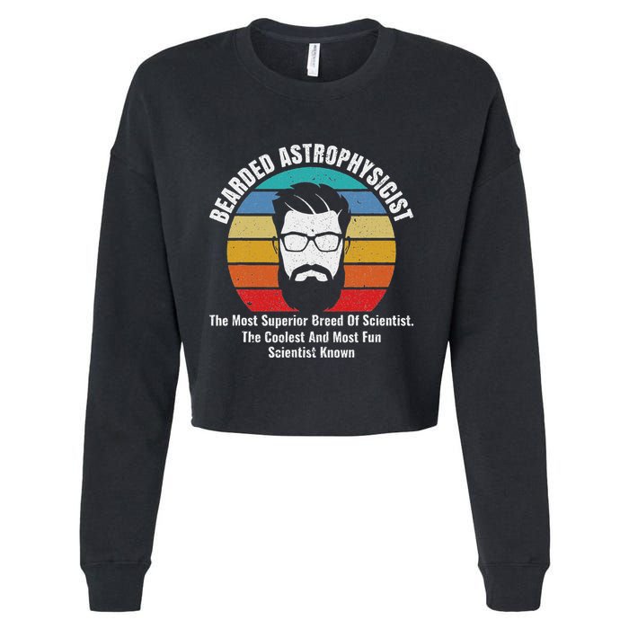 Bearded Astrophysicist Funny Astrophysics Definition Cropped Pullover Crew