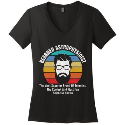 Bearded Astrophysicist Funny Astrophysics Definition Women's V-Neck T-Shirt