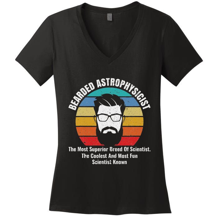 Bearded Astrophysicist Funny Astrophysics Definition Women's V-Neck T-Shirt
