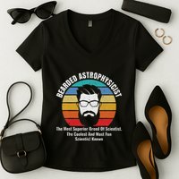 Bearded Astrophysicist Funny Astrophysics Definition Women's V-Neck T-Shirt