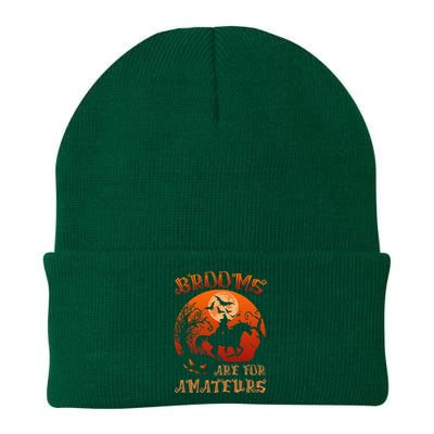 Brooms Are For Amateurs Witch Riding Horse Halloween Knit Cap Winter Beanie