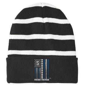 Baseball American Flag Freddie Los Angeles Baseball Striped Beanie with Solid Band