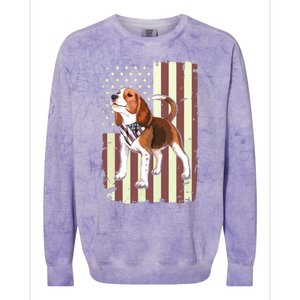 Beagle American Flag Bandana Patriotic 4th Of July T Colorblast Crewneck Sweatshirt