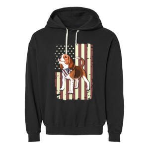 Beagle American Flag Bandana Patriotic 4th Of July T Garment-Dyed Fleece Hoodie