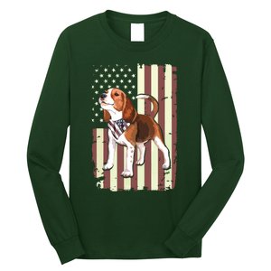 Beagle American Flag Bandana Patriotic 4th Of July T Long Sleeve Shirt