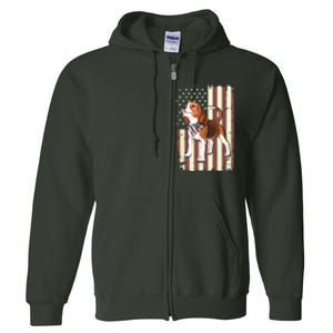 Beagle American Flag Bandana Patriotic 4th Of July T Full Zip Hoodie