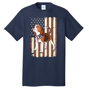 Beagle American Flag Bandana Patriotic 4th Of July T Tall T-Shirt