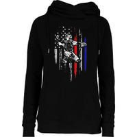 Baseball American Flag Patriotic Catcher 4th Of July Gifts Womens Funnel Neck Pullover Hood