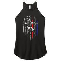 Baseball American Flag Patriotic Catcher 4th Of July Gifts Women's Perfect Tri Rocker Tank