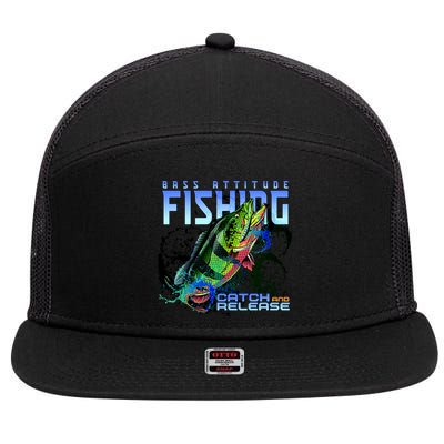 Bass Attitude Fishing Catch And Release 7 Panel Mesh Trucker Snapback Hat