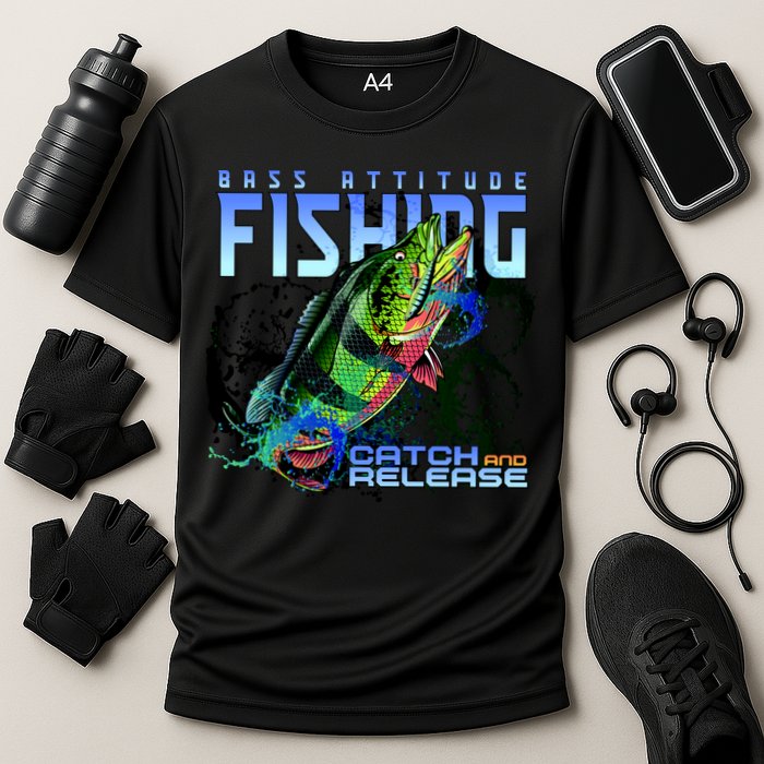 Bass Attitude Fishing Catch And Release Cooling Performance Crew T-Shirt