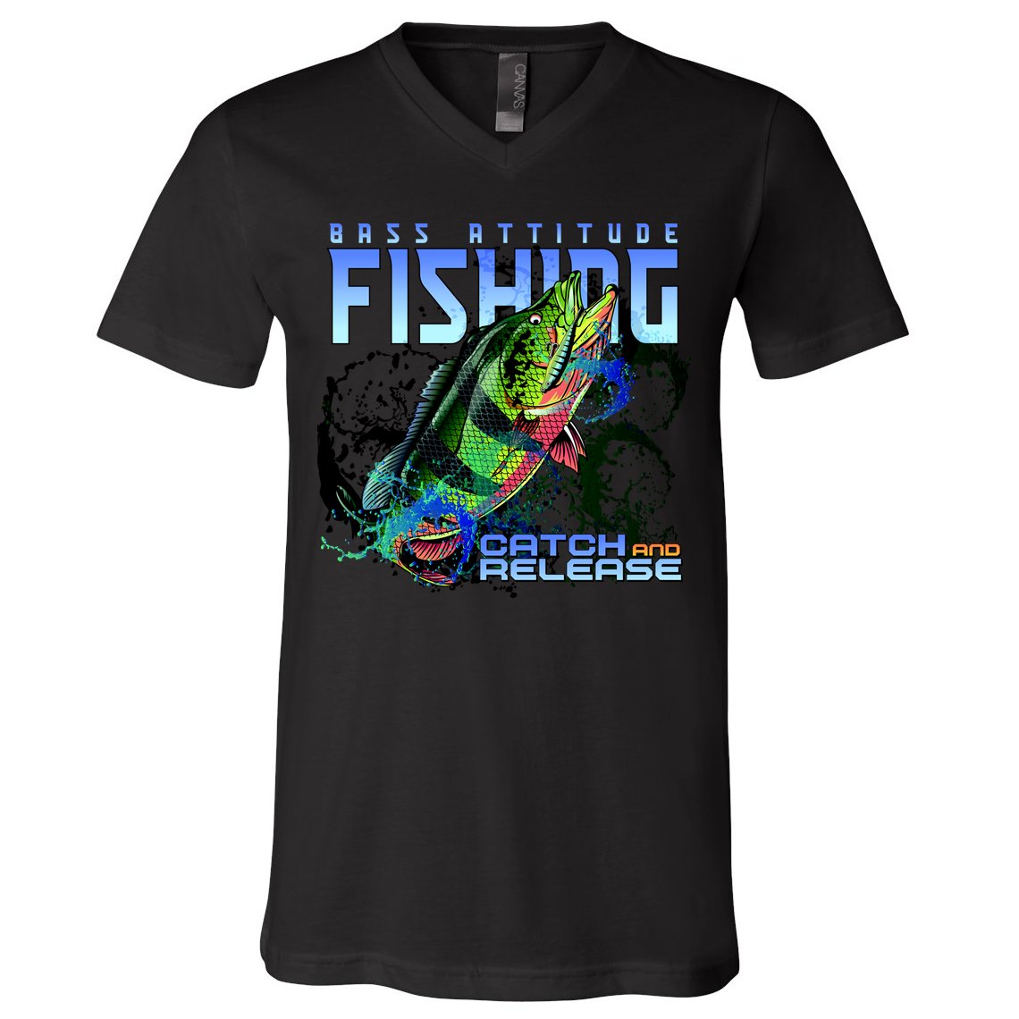 Bass Attitude Fishing Catch And Release V-Neck T-Shirt