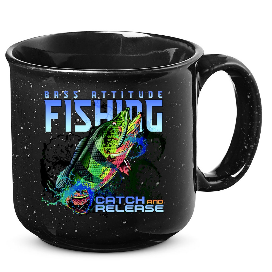 Bass Attitude Fishing Catch And Release 15oz Campfire Ceramic Mug