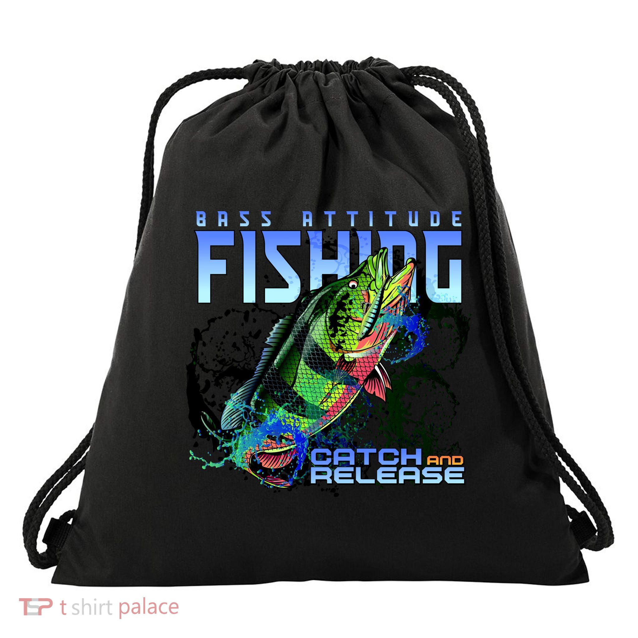Bass Attitude Fishing Catch And Release Drawstring Bag