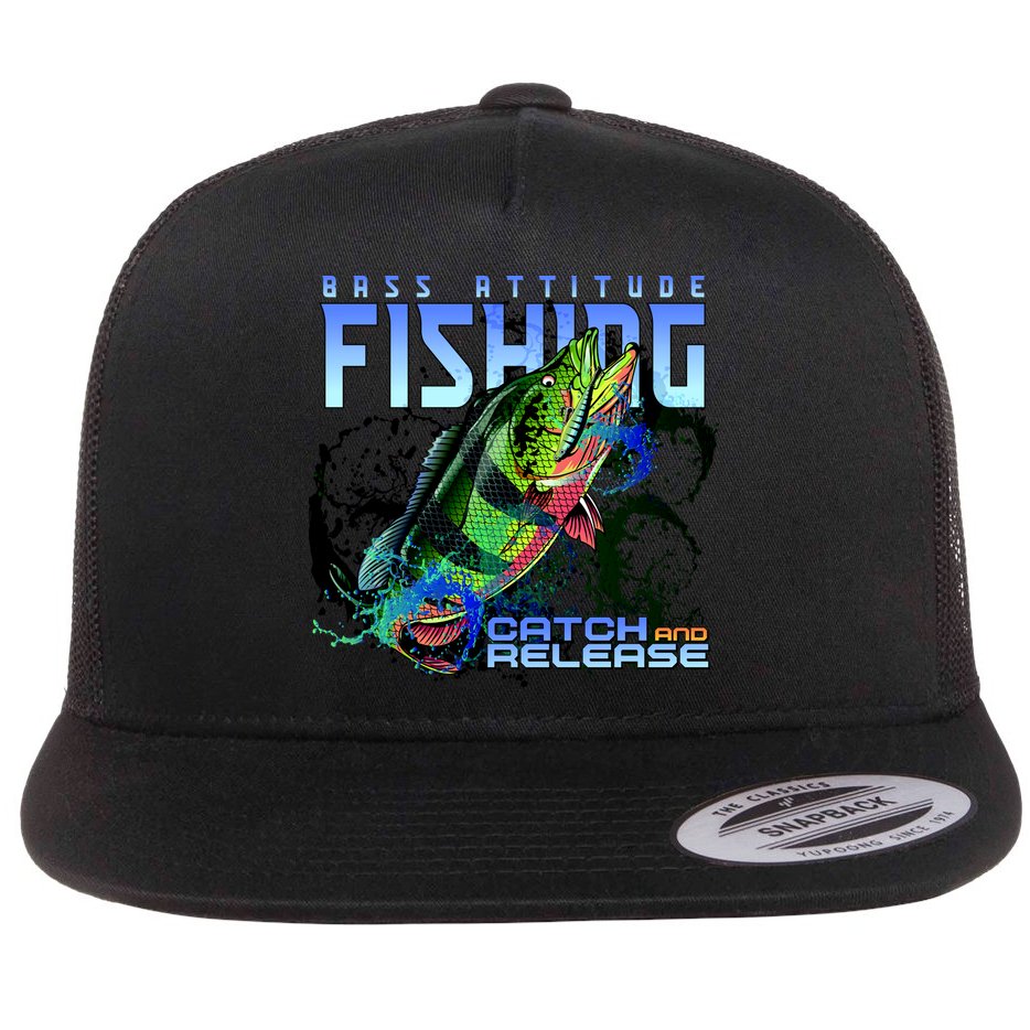 Bass Attitude Fishing Catch And Release Flat Bill Trucker Hat