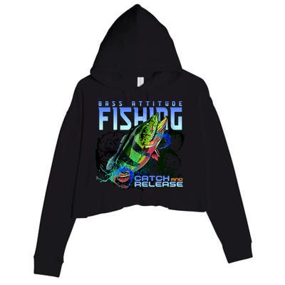 Bass Attitude Fishing Catch And Release Crop Fleece Hoodie