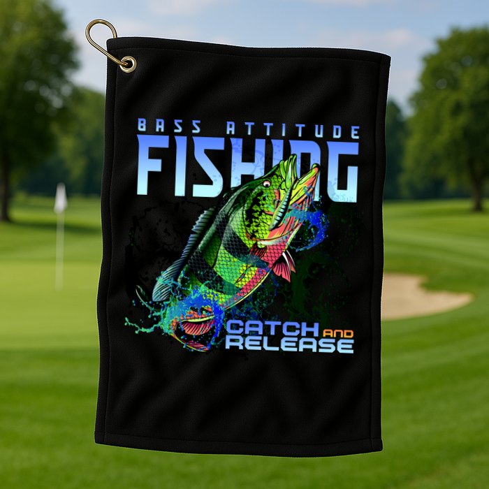 Bass Attitude Fishing Catch And Release Golf Towel