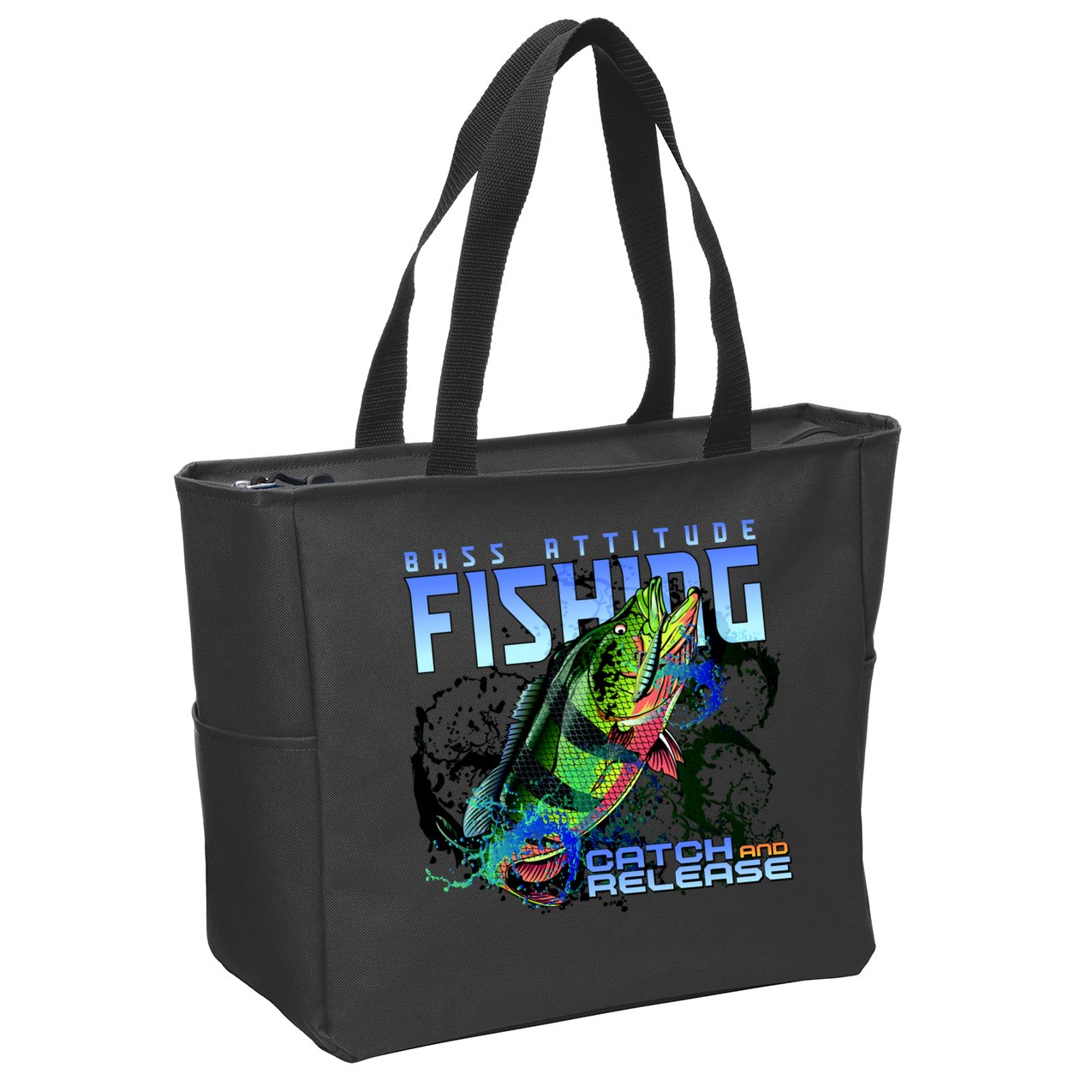 Bass Attitude Fishing Catch And Release Zip Tote Bag