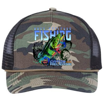 Bass Attitude Fishing Catch And Release Retro Rope Trucker Hat Cap