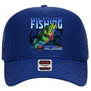 Bass Attitude Fishing Catch And Release High Crown Mesh Back Trucker Hat